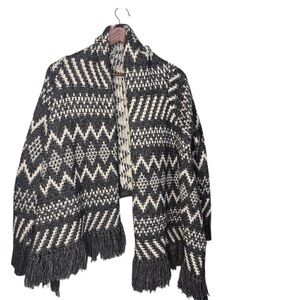 Victoria's Secret Tribal Pattern Monochrome with Tassels Women's Sweater